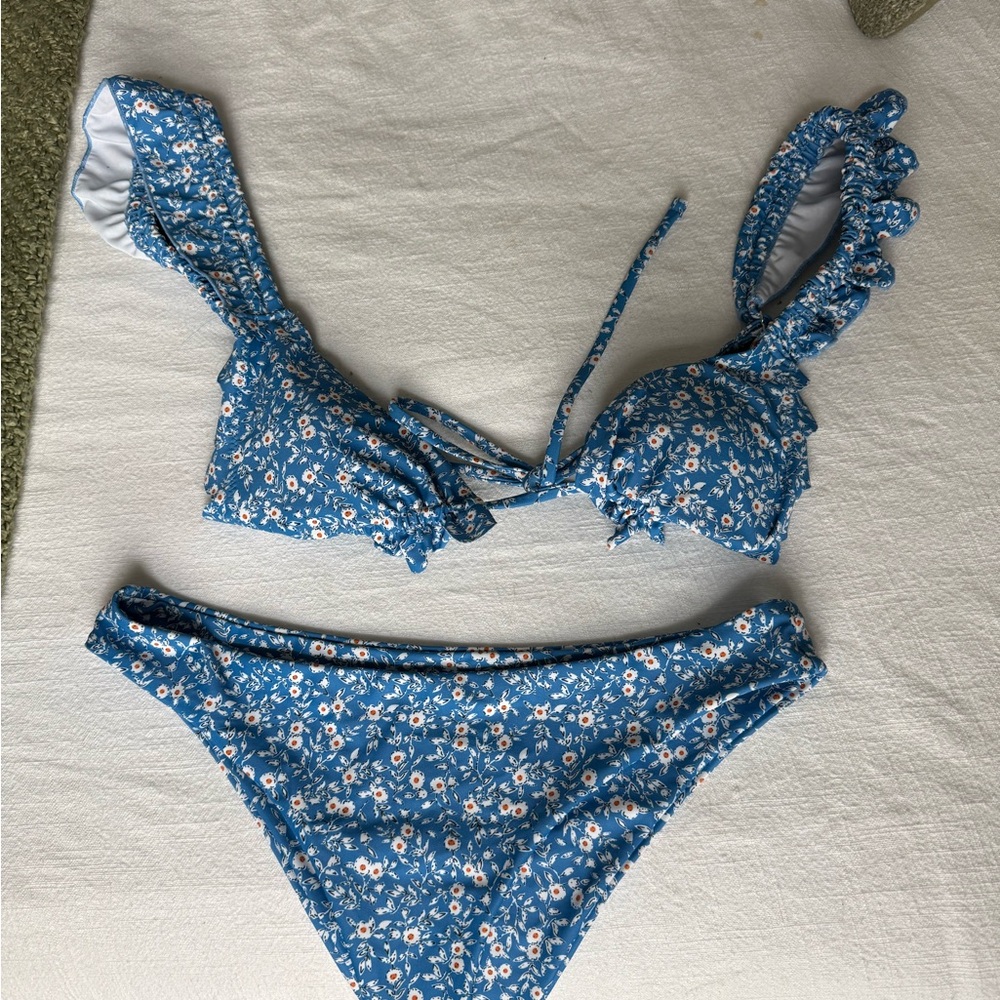 Blue Floral Bikini Set